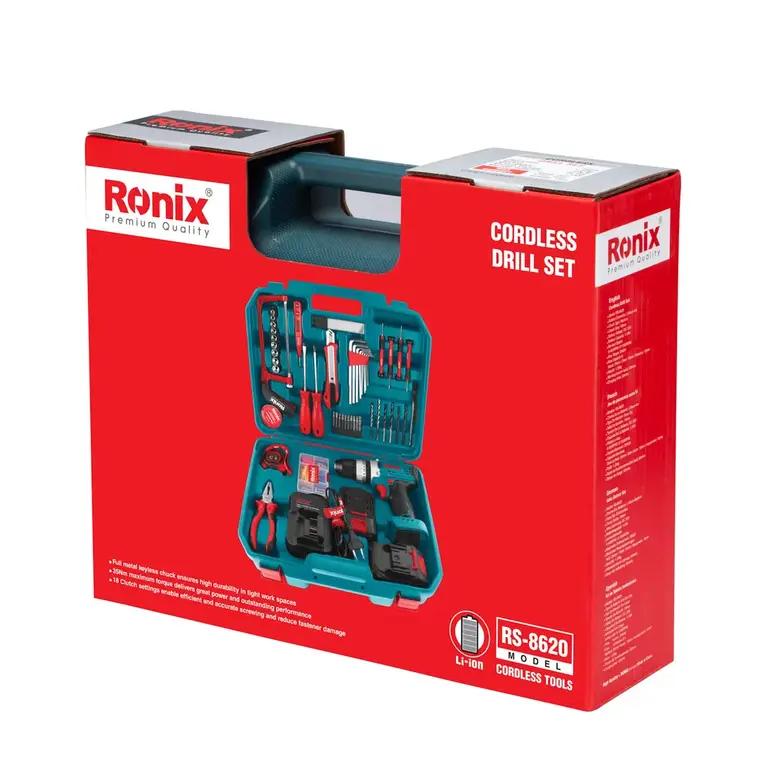 کیت دریل شارژی ۲۰ ولت دو باطری ۵۳ پارچه رونیکس مدل RS-۸۶۲۰    رونیکس Ronix